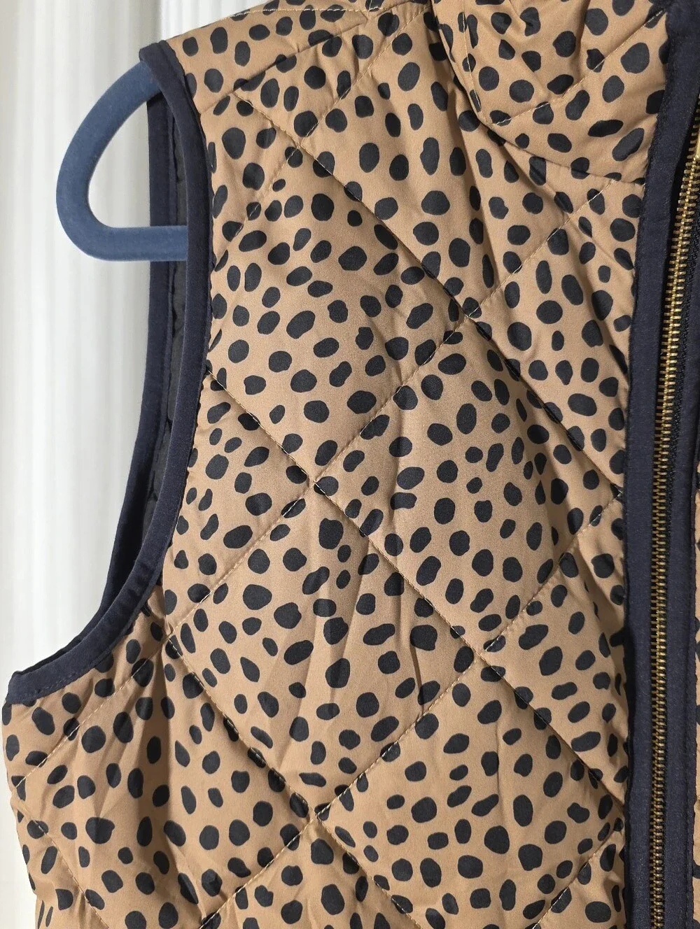 J.Crew Quilted Leopard Print Spotted Zip-Up Vest,Vest (Size S)